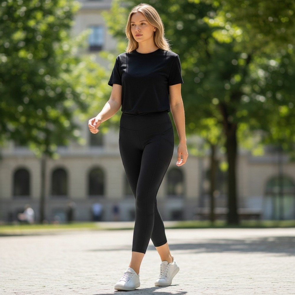 Lululemon Womens Black 7/8 High Rise Leggings with Side Pockets Size 6 8